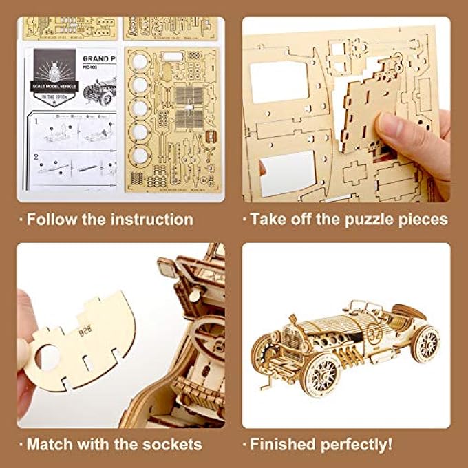 MODEL CAR KITS - WOODEN 3D PUZZLES - MODEL CARS TO BUILD FOR ADULTS 1:16 SCALE MODEL GRAND PRIX CAR - Image 3
